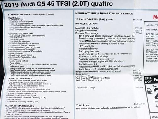Blue 2019 Audi Q5 2.0T Premium Plus