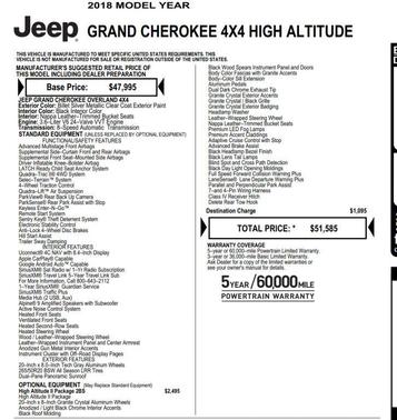 Silver 2018 Jeep Grand Cherokee High Altitude