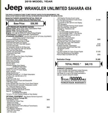 2019 Jeep Wrangler Unlimited Sahara