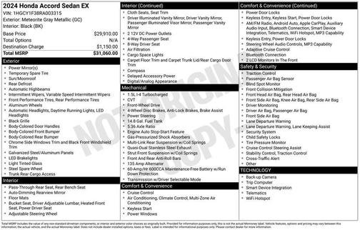 2024 Honda Accord EX 1.5T