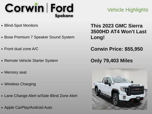 Summit White 2023 GMC Sierra 3500 AT4