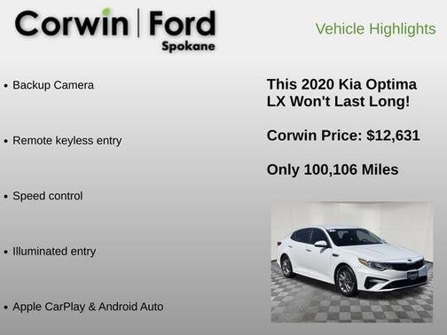 Snow White Pearl 2020 Kia Optima LX