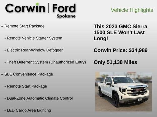 Summit White 2023 GMC Sierra 1500 SLE