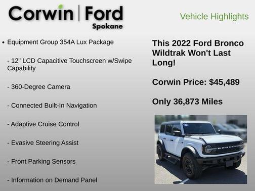 Oxford White 2022 Ford Bronco Wildtrak