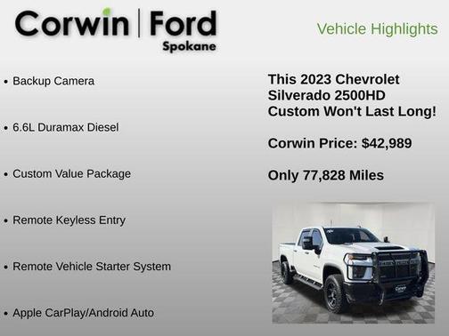 Summit White 2023 Chevrolet Silverado 2500 Custom