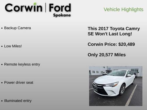 Super White 2017 Toyota Camry SE