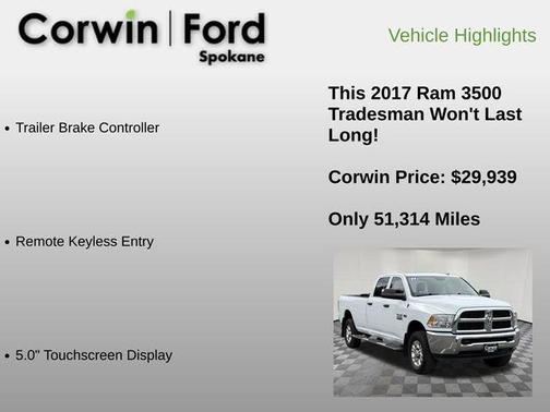 Bright White Clearcoat 2017 RAM 3500 Tradesman