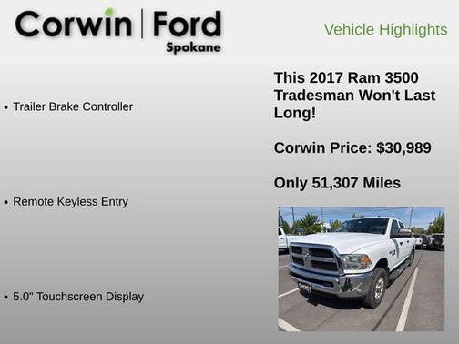 Bright White Clearcoat 2017 RAM 3500 Tradesman