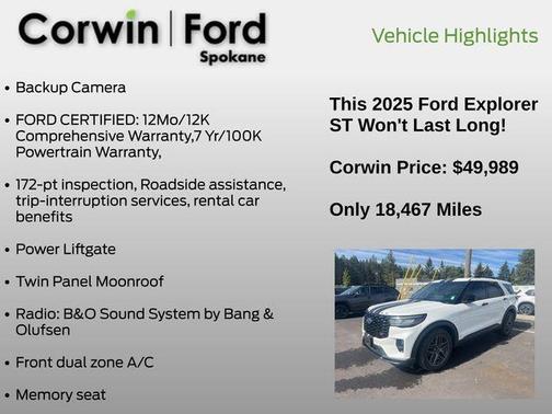 Star White 2025 Ford Explorer ST