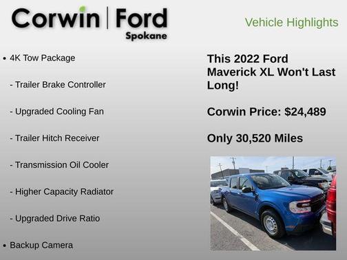 Velocity Blue Metallic 2022 Ford Maverick XL