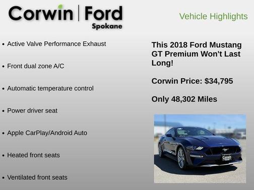 Kona Blue Metallic 2018 Ford Mustang GT Premium