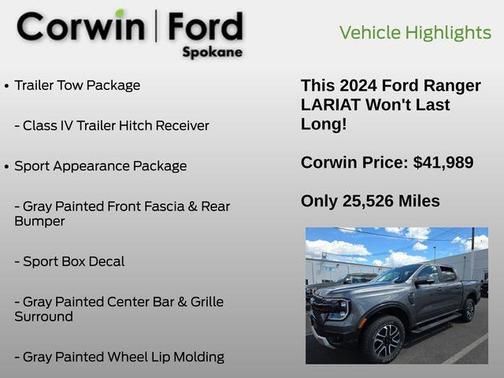 Gray Metallic 2024 Ford Ranger Lariat