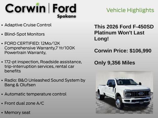 Star White 2026 Ford F-450 Platinum