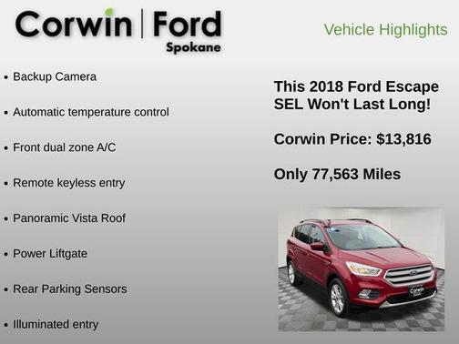 Ruby Red Metallic 2018 Ford Escape SEL