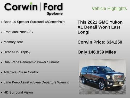 Hunter Metallic 2021 GMC Yukon XL Denali