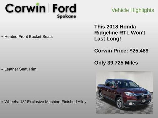 Deep Scarlet Pearl 2018 Honda Ridgeline RTL