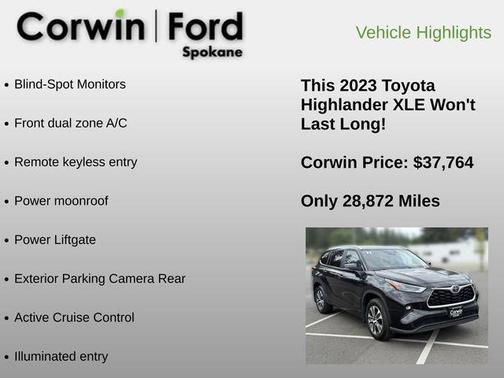 Midnight Black Metallic 2023 Toyota Highlander XLE