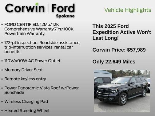 Agate Black Metallic 2025 Ford Expedition Active