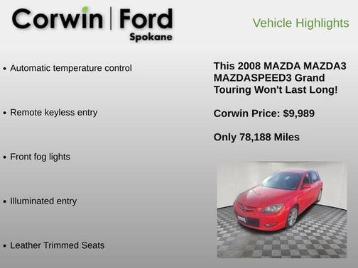 True Red 2008 Mazda MazdaSpeed3 Grand Touring