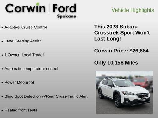 Crystal White Pearl 2023 Subaru Crosstrek Sport