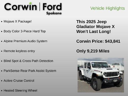 Bright White Clearcoat 2025 Jeep Gladiator Mojave