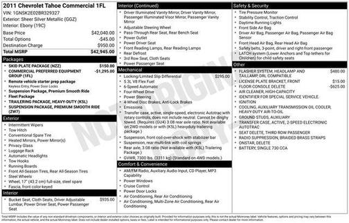 2011 Chevrolet Tahoe Special Services