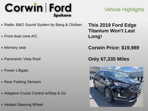 Agate Black Metallic 2019 Ford Edge Titanium