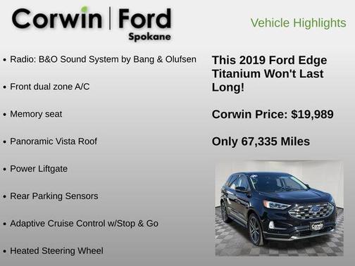 Agate Black Metallic 2019 Ford Edge Titanium