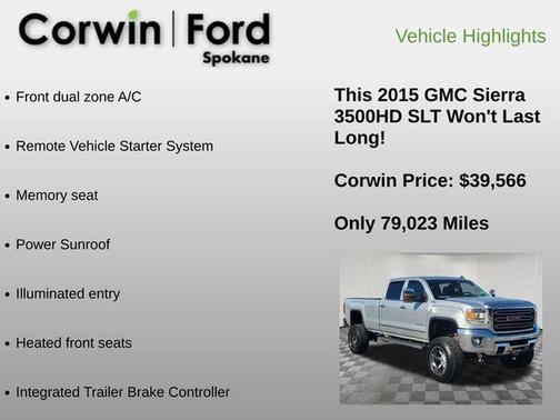 Quicksilver Metallic 2015 GMC Sierra 3500 SLT