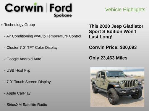 Bright White Clearcoat 2020 Jeep Gladiator Sport