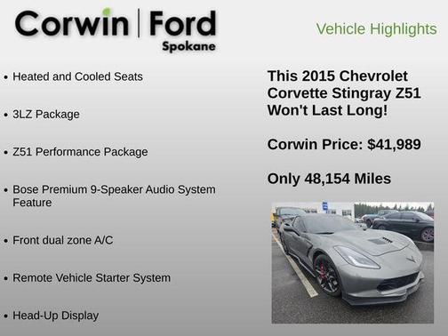 Shark Gray Metallic 2015 Chevrolet Corvette Stingray Z51
