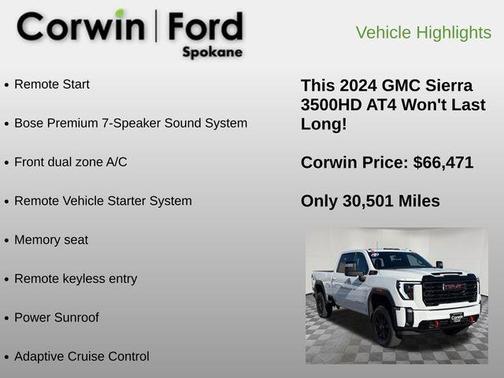 Summit White 2024 GMC Sierra 3500 AT4