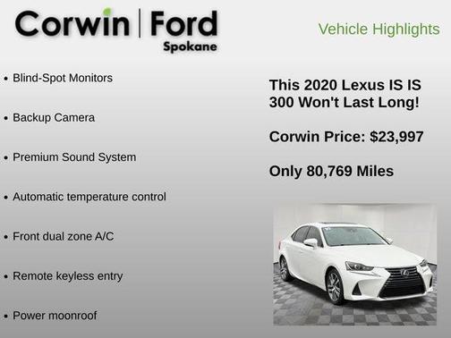 Eminent White Pearl 2020 Lexus IS 300 Base