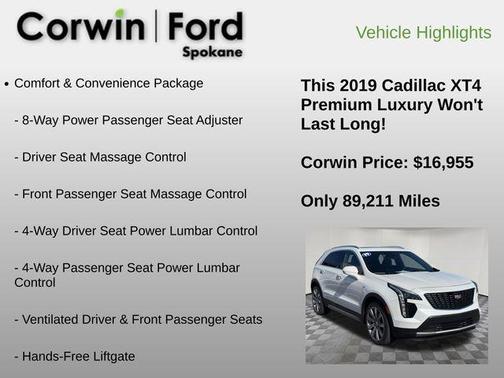 Crystal White Tri-Coat 2019 Cadillac XT4 Premium Luxury