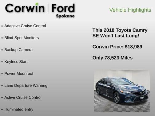 Galactic Aqua 2018 Toyota Camry SE