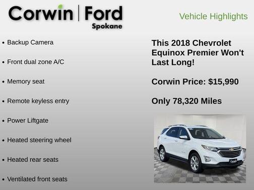 Summit White 2018 Chevrolet Equinox Premier w/1LZ