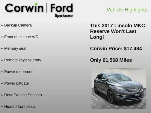 Magnetic Gray Metallic 2017 Lincoln MKC Reserve