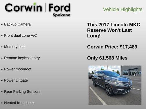Magnetic Gray Metallic 2017 Lincoln MKC Reserve