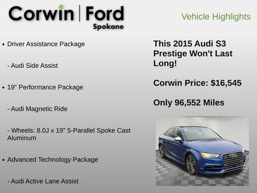 2015 Audi S3 2.0T Prestige