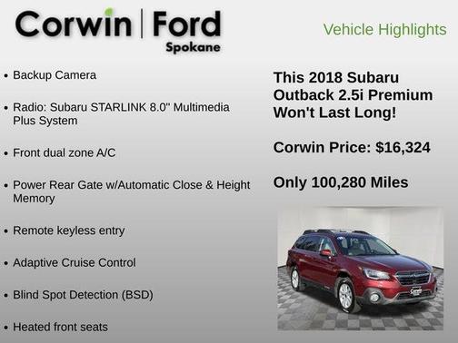Crimson Red Pearl 2018 Subaru Outback 2.5i Premium