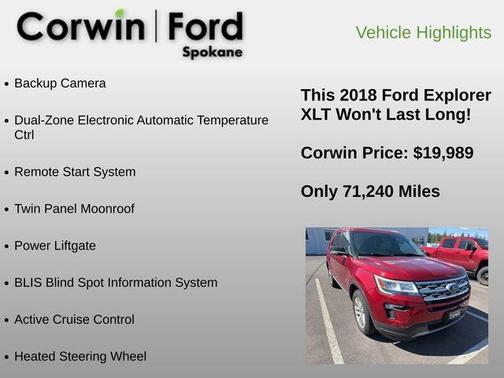 Ruby Red Metallic Tinted Clearcoat 2018 Ford Explorer XLT