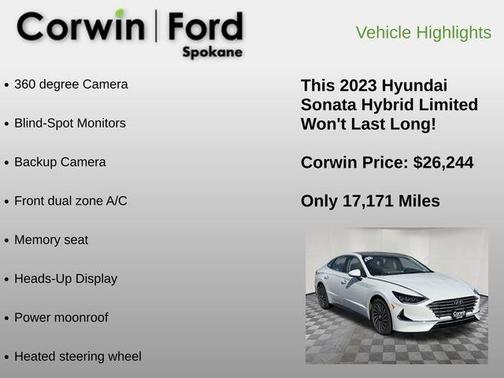 White 2023 Hyundai SONATA Hybrid Limited