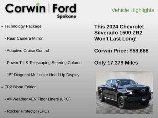 Black 2024 Chevrolet Silverado 1500 ZR2