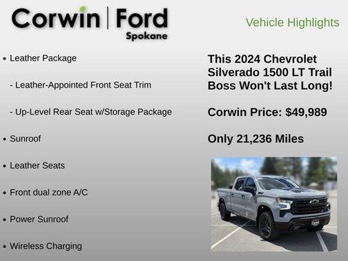 Slate Gray Metallic 2024 Chevrolet Silverado 1500 LT Trail Boss