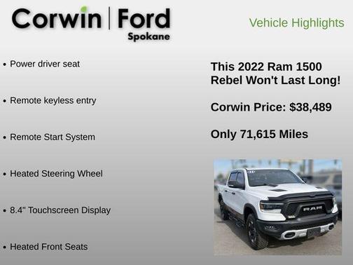 Bright White Clearcoat 2022 RAM 1500 Rebel