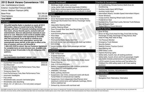 2012 Buick Verano Convenience