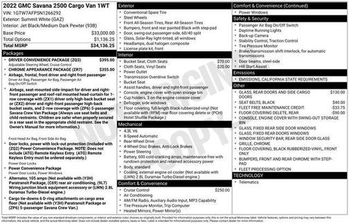 2022 GMC Savana 2500 Work Van