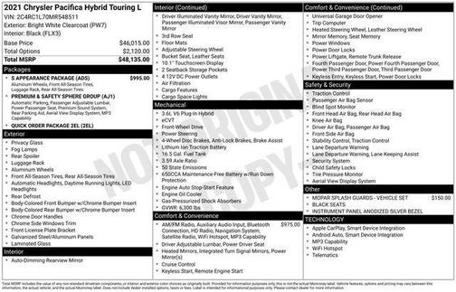 2021 Chrysler Pacifica Hybrid Touring L