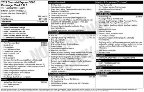 2022 Chevrolet Express 3500 RWD 3500 Extended Wheelbase LS