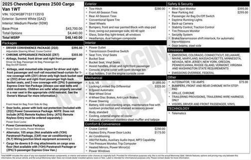 2025 Chevrolet Express 2500 RWD 2500 Extended Wheelbase WT